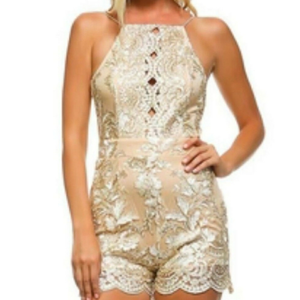 Elegant Cream Lace Romper